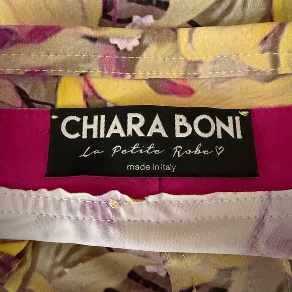 CHIARA BONI Blouse LG Point Collar V-Neck Split Cuffs Ruched Split Cuffs Floral - Picture 11 of 14